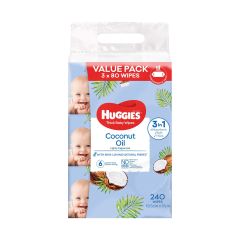 Huggies Thick Baby Wipes Coconut Oil 240 Pack