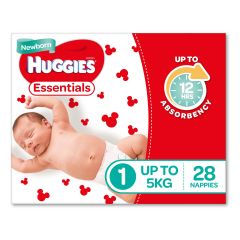 Huggies Essentials Nappies Size 1 (Up To 5Kg) 28 Pack