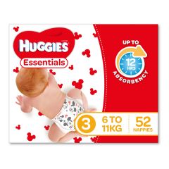 Huggies Essentials Nappies Size 3 (6-11Kg) 52 Pack