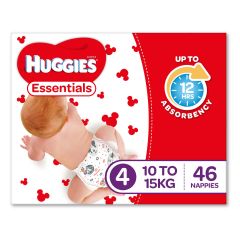 Huggies Essentials Nappies Size 4 (10 - 15Kg) 46 Pack