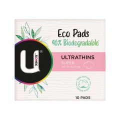 U By Kotex Cotton Ultrathin Pads Super With Wings 10 Pack