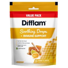 Difflam Soothing Throat Drops + Immune Support Honey & Lemon Flavour Value Pack 42 Drops