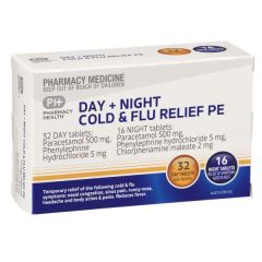 Pharmacy Health Day & Night Cold & Flu Pe 48 Tablets (Paracetamol, Phenylephrine, Ch)