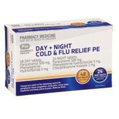 Pharmacy Health Day & Night Cold & Flu Pe 72 Tablets (Paracetamol, Phenylephrine, Ch)