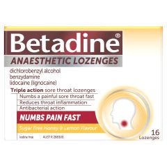 Betadine Anaesthetic Lozenges Honey & Lemon 16 Pack