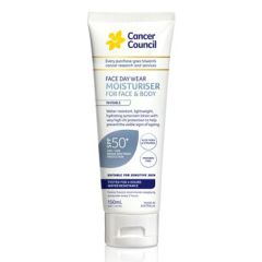 Cancer Council Face & Body Moisturiser Water-Resistant Spf50+ Invisible 150 ml