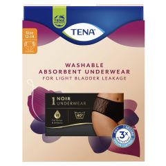 Tena Women'S Washable Absorbent Underwear Classic Black 12-14