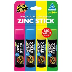 Sun Zapper Sticks Rainbow Mixed SPF50+ 4 X 12g