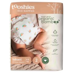 Tooshies Eco Nappies With Organic Bamboo Size 2 Infant 4-8Kg 24Pk