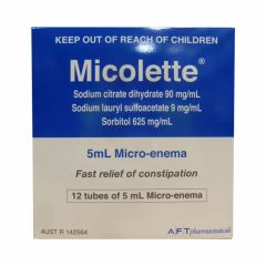 Micolette Tubes Enema 5Ml X12 (Sorbitol Citrate, Lauryl Sulfo)