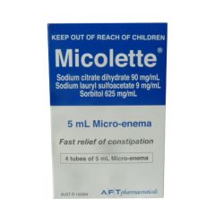 Micolette Tubes Enema 5Ml X4 (Citric Acid, Lauryl Sulfoaceta)