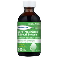 Chemist's Own Throat Gargle& Mouth Solution 500ml