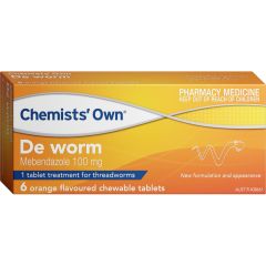 Chemists Own De Worm Tab 6 Blst