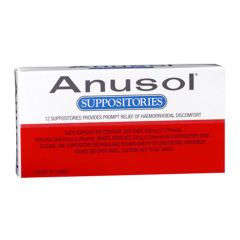 Anusol Suppositories 12 Pack (Zinc Oxide, Peru Balsam, Benzy)