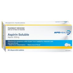 Apo Health Aspirin Soluble 300mg 60's