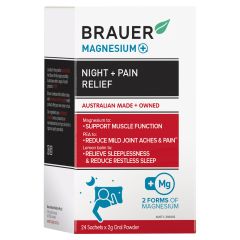 Brauer Magnesium Plus Night Plus Pain Relief Powder 24 Sachets 2g