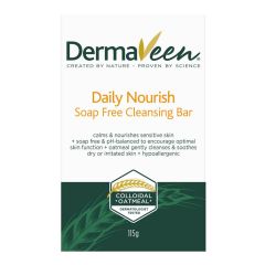 Dermaveen Daily Nourish Soap-Free Cleansing Bar For Dry & Sensitive Skin 115g