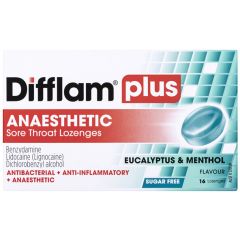 Difflam Plus Anaesthetic Eucalyptus & Menthol 16 Lozenges