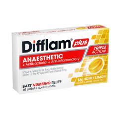 Difflam Plus Anaesthetic Lozenge Honey & Lemon 16 Pack