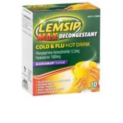 Lemsip Max Decongestant Cold& Flu Hot Drink Blackcurrant 10 Pack