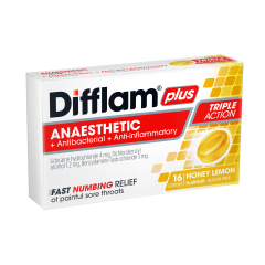 Difflam Plus Anaesthetic Lozenge Honey & Lemon 16 Pack