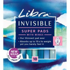 Libra Invisible Super Pads With Wings 10 Pack
