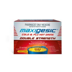 Maxigesic Cold & Flu Hot Drink Double Strength Lemon 10 Sachets