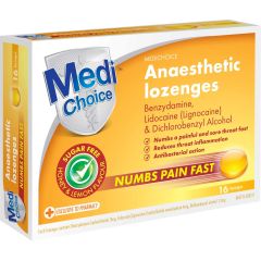 Medichoice AA Loz Honey & Lemon 16 Pack (Dichlorobenzyl, Benzydamine)