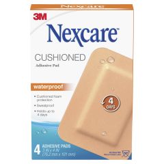 Nexcare Cushn W/P Adhsv Pad 4Pk