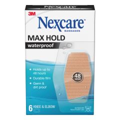 Nexcare Max Hold Waterproof Knee & Elbow Bandages 6'S