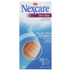 Nexcare Steri-Strip Skin Closures Reinforced White 6Mm X 75Mm 20 Pack