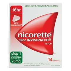 Nicorette 16Hr Invisipatch Step 1, 25mg 14 Pack