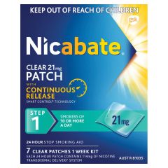 Nicabate Clear Patch Quit Smoking Step 1 21mg 7 Pack