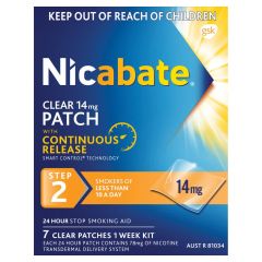 Nicabate Clear Patch Quit Smoking Step 2 14mg 7 Pack