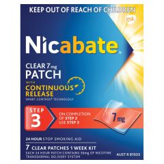 Nicabate Clear Patch Quit Smoking Step 3 7mg 7 Pack