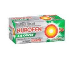 Nurofen Zavance Ibuprofen Sodium Dihydrate 256mg 48 Caplets