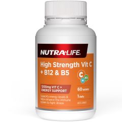 Nutra Life High Strength Vit C + B12 & B5 60 Tablets