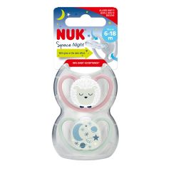 Nuk Space Night Sheep Soother 6-18m 2Pk