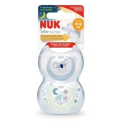 Nuk Star Night & Day Silicone Soother 0-6M 2 Pk