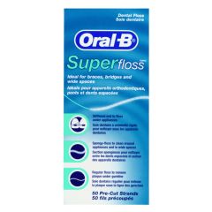 Oral-B Superfloss Dental Floss Pre-Cut Strands 50 Pack