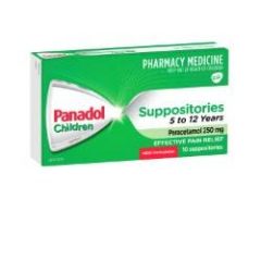 Panadol Children Suppositories 5-12 Years, 250mg 10 Pack (Paracetamol)