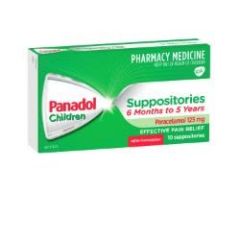 Panadol Children Suppositories 6 Months - 5 Years, 125mg 10 Pack (Paracetamol)