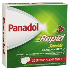 Panadol Rapid Soluble 500mg Paracetamol Effervescent Tablets (Pain Relief) 20 Pack