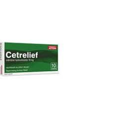 Pharmacy Action Cetrelief 10mg X 10 Tabs (Cetirizine)