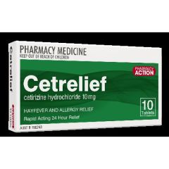 Pharmacy Action Cetrelief Tab 10mg10 (Cetirizine)