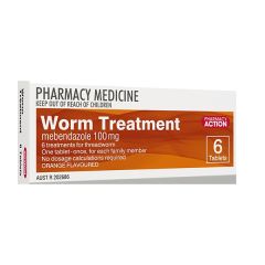 Pharmacy Action Worm Treatment Tab6 (Mebendazole)