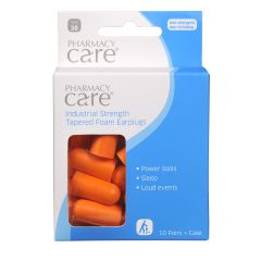 Pharmacy Care Ear Plugs Tapered Foam Industrial 10 Pairs + Case