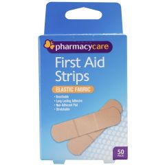 Pharmacy Care First Aid Strip Fabric Elastic 50 Pack