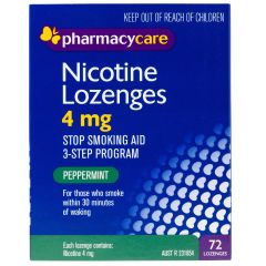 Pharmacy Care Nicotine Lozenges 4mg 72 Pack