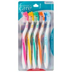 Pharmacy Care Toothbrush Medium 5 Pack